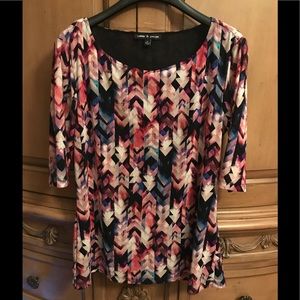 Cable & Gauge multi-colored sheer lined blouse M